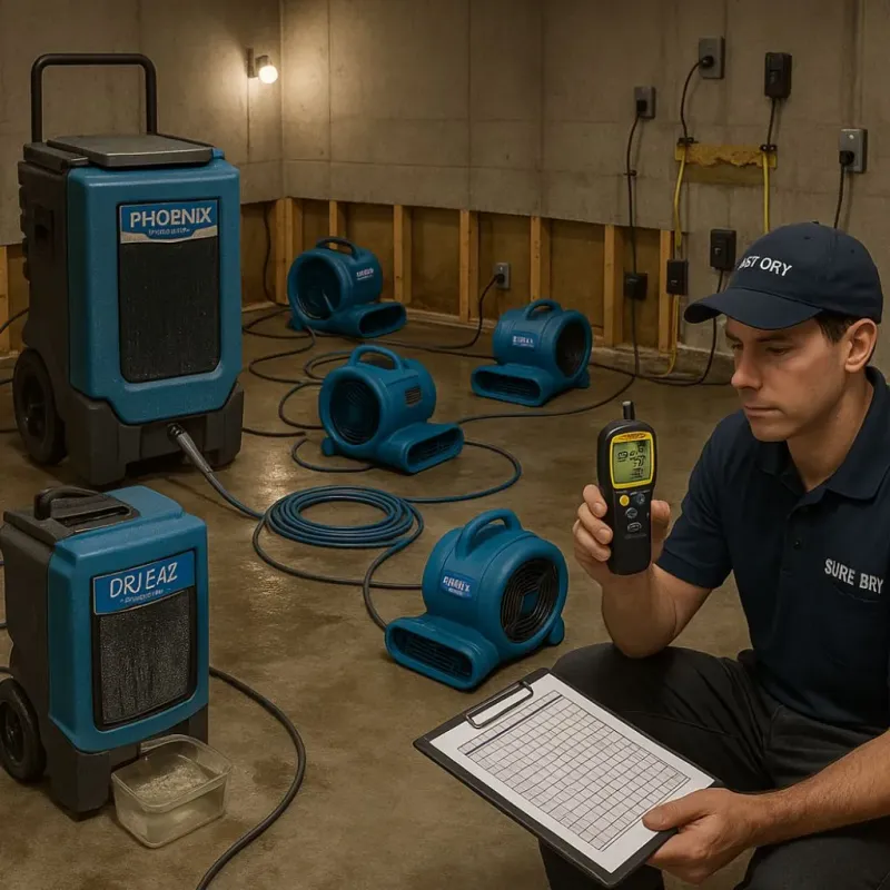 Structural Drying and Dehumidification process in Willimantic, CT